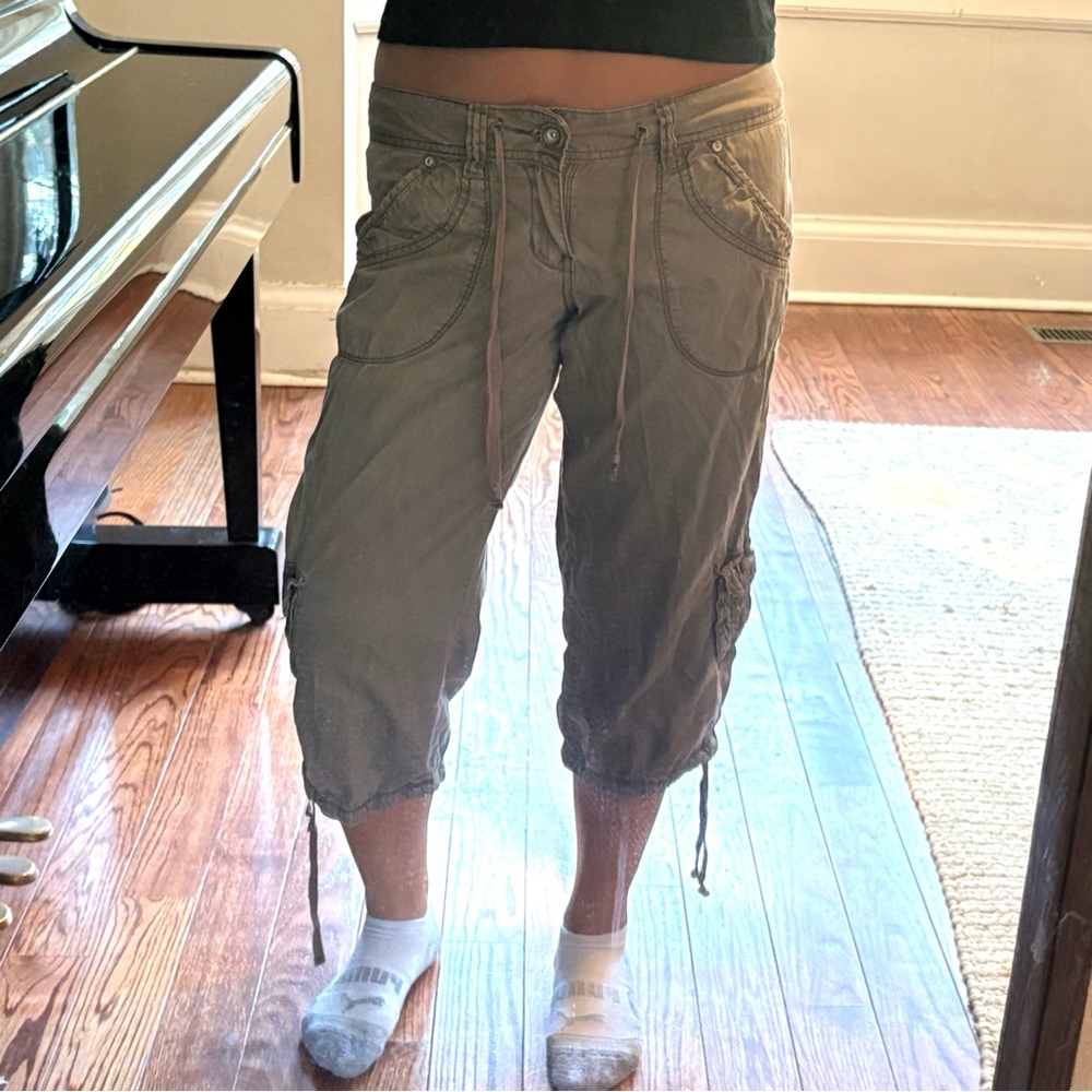 Vintage Union Bay Low Rise Gray Taupe Cargo Capri Pants